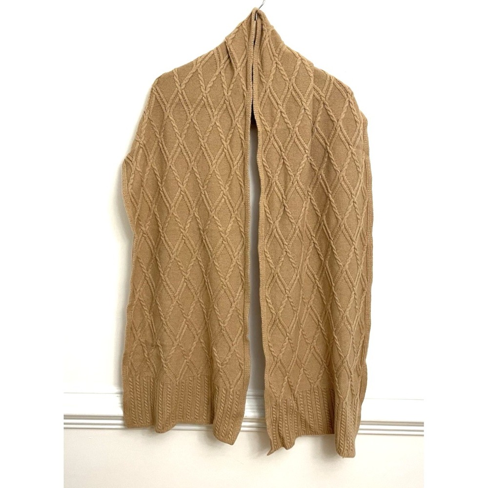 Banana Republic Knit Scarf Camel Beige Italian Yarn Wool Cashmere Blend